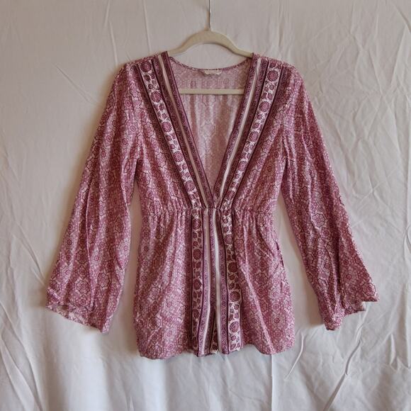 Altar’d State Women's Medium Bell Sleeve Boho Romper With Pockets Flowy - Picture 2 of 11